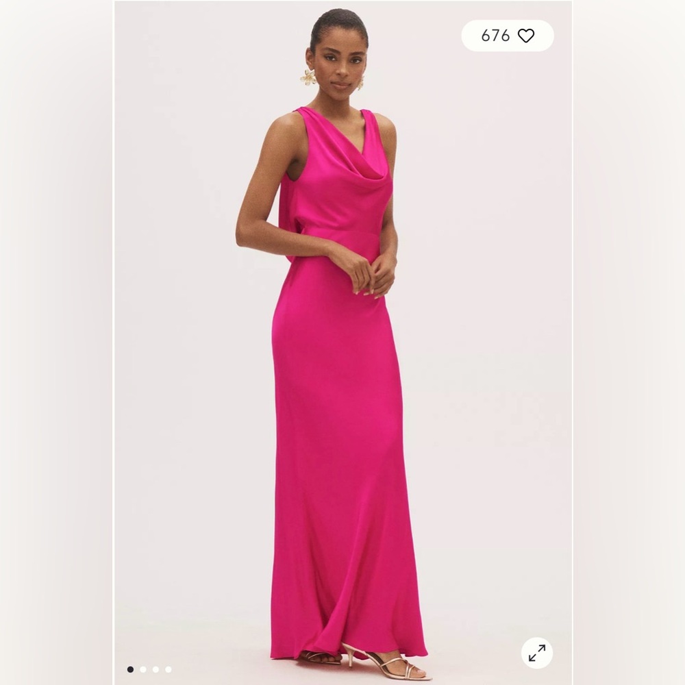 Anthropologie Mare Mare Satin Sleeveless
Cowl-Neck Backless Maxi Dress